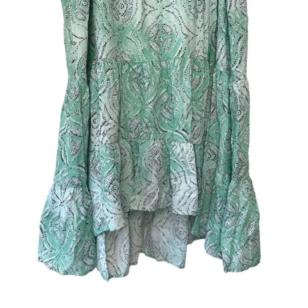 LC Lauren Conrad Skirt 1X Green Geometric Hi-Low Tiered Smocked Waist New - Picture 4 of 7